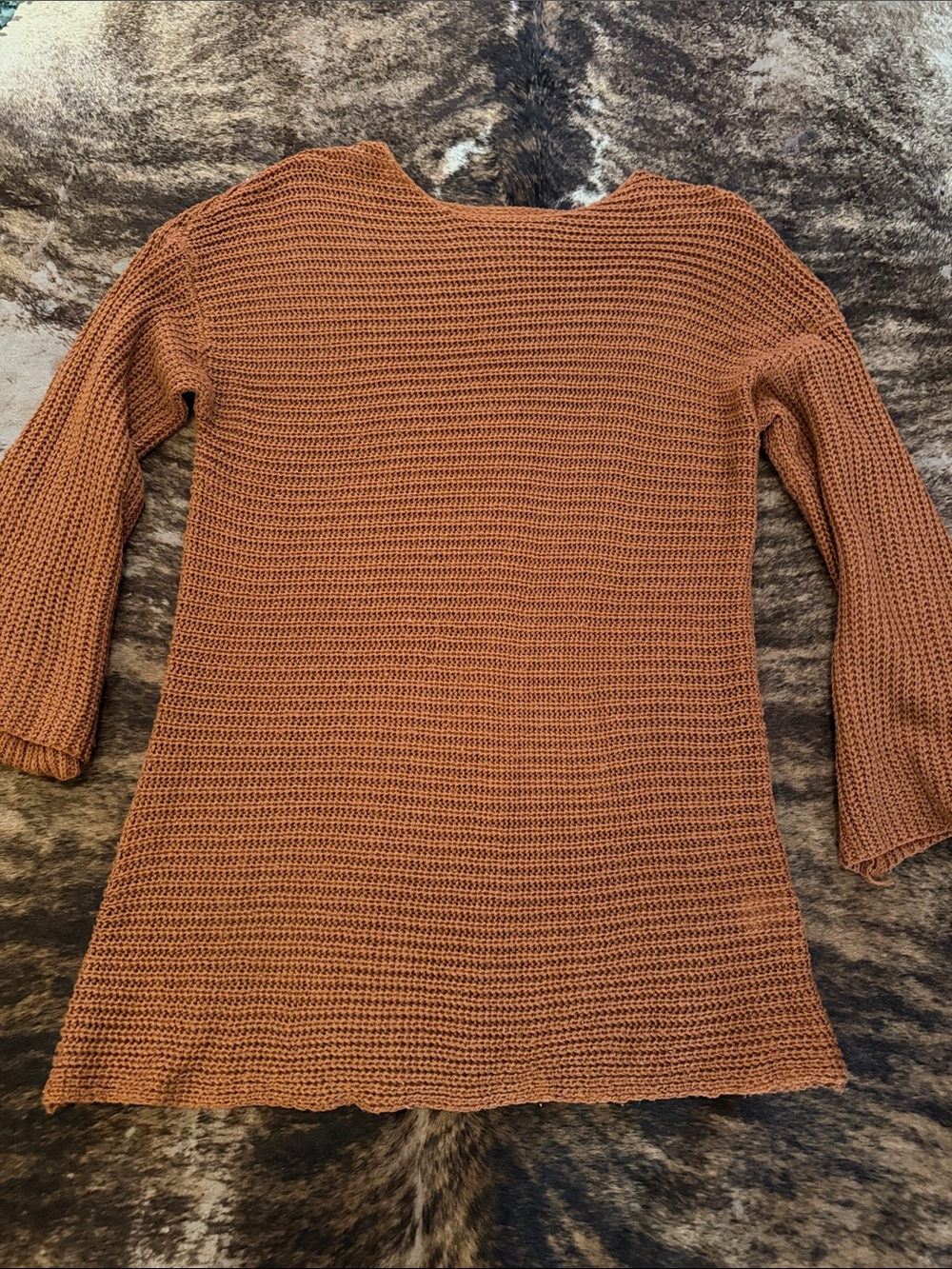 Women's Lightweight Open Knit Sweater - Rust